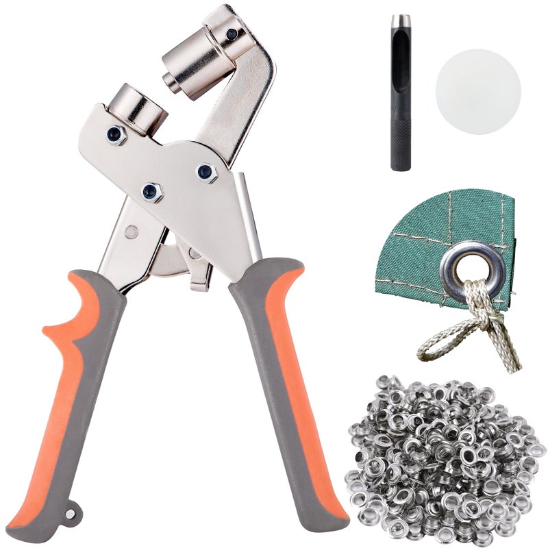 BIZOEPRO Grommet Tool Kit 3/8 Inch Eyelet Press Pliers 10mm Manual Handheld with 500pcs Silver Grommets - Image 1
